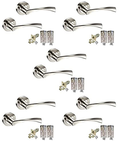 Golden Grace Twist Astrid Style Modern Door Handles on Round Rose in Dual Finish with Latch - 5 Sets