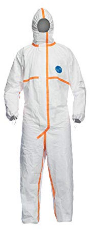 DuPont Tyvek 800J | Chemikalienschutzkleidung mit Kapuze, Kategorie III, Typ 3-B, 4-B, 5-B und 6-B | Weiß | Robust und Leicht |Größe XXL, 25 Stück