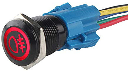 ETOPARS Schwarze Schale 19mm KFZ Kippschalter Wippschalter Druckschalter Schalter Drucktaster 12V Rot Licht Metall Nebelschlussleuchte Steckdose Stecker