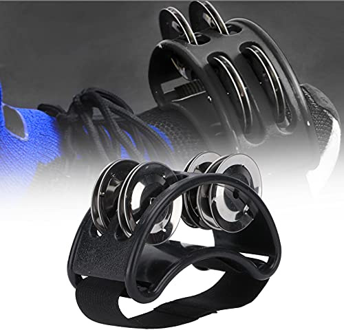 Foot Tambourine Percussion pandereta pie Foot Tambourine Small i storlek Enkelt för att spela trummor eller gitarr eller ackompanjemang(svart) fuß tamburin Tambourines