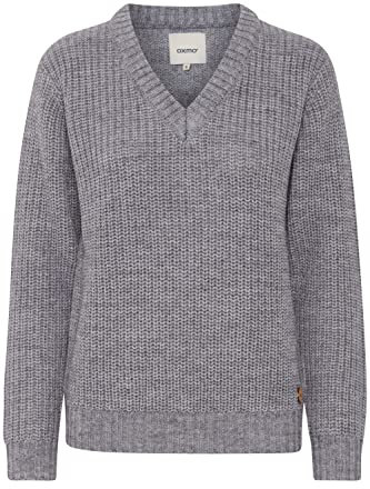 OXMO by OXNanny Damen Strickpullover Grobstrick Pullover V-Ausschnitt