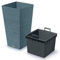 Blumenkübel Blumentopf Pflanzkübel Blumenkasten Quadrat Furu Square Tannennadeln Design mit Pflanzeinsatz (350 Blau)