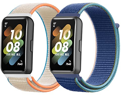 Keecuty 2 Stycken Armband för Band 7, Nylonarmband Kompatibelt Med Justerbart Kardborrband, Ersättningsarmband Sport Loop Soft