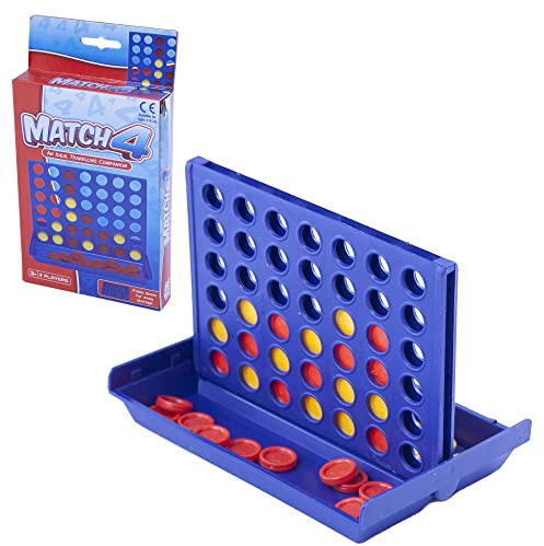 Travel Sized Classic 4 in a Row Game, 42 Counters, Mini Size Board Game for Kids, Match Four in a Line