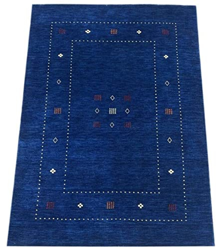 Gabbeh matta blå 100 % ull 160 x 230 cm handvävd orientalisk matta Lori WR60