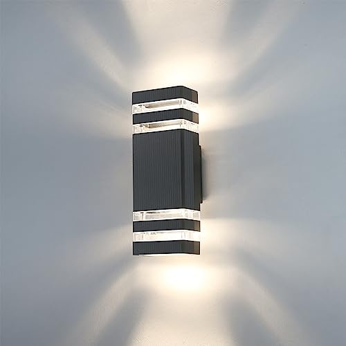 HLFVLITE Lampada Da Parete Esterna In Alluminio, Impermeabile, E27 Per Portico, Ingresso, Porta, Patio E Garage, Nero