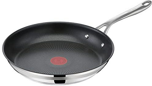 Tefal Pfanne 24cm Induktion Bratpfanne Jamie Oliver Antihaft Edelstahl | Spülmaschinengeeignet | Langlebige Antihaft-Beschichtung | Thermo-Signal-Technologie | Edelstahl/Schwarz