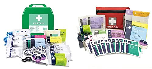 Lewis-Plast Large Premium BS8599-1 Compliant (Low Risk High Risk) First Aid Kit & Premium 92 Piece First Aid Kit - Safety Essentials for Travel, Car, Home, Camping, Work, Hiking & Holiday Red, Small