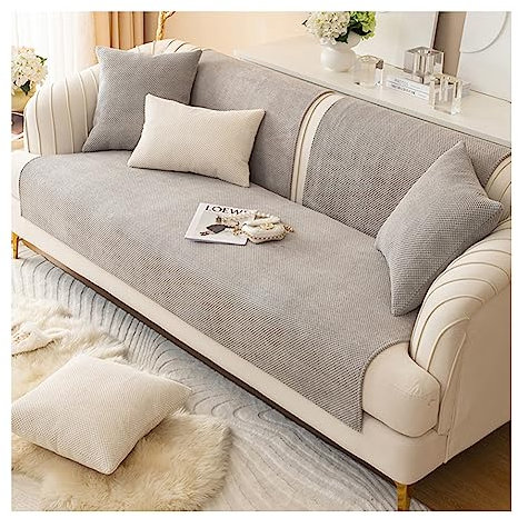 WULTNICEW Sofa Überzug l Form ecksofa Sofabezug 2/3/4 Sitzer Sofaschoner rutschfest Sofa/Couch Überwurfdecke Sofaschutz Katze/Hunde (Grau, 70X120cm)