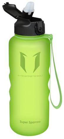 Super Sparrow vattenflaska med sugrör – 1,5 L – giftfri BPA-fri tritan sportvattenflaska – läckagesäker gymflaska