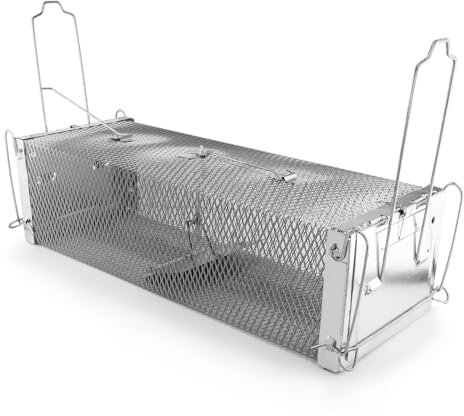 MidGard Rattenfalle-Lebendfalle aus Stahl mit Trittbrettauslösung für beidseitigen Lebendfang, wetterfeste Kastenfalle, sichere und effektive Marderfalle, innen und außen anwendbar 1 STK.