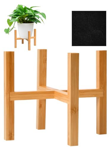 emperoch 1 Stück Blumentopfhalter aus Holz, Bambus Pflanzenständer, Bambus Blumenständer Holz, Ständer für Blumentopf für Töpfe bis Ø 16 CM, für Haus, Büro, Garten, Terrasse, Rasen