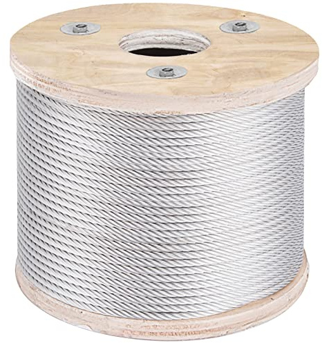 VEVOR Fune Metallica 3/16 Diametro 4,8mm Cavo in Acciaio Inox 304 Guardrail, Ringhiera, Stendibiancheria, Ringhiera delle Scale, Recinzione del Giardino