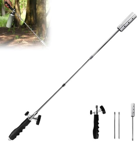 Unkrautvernichter,Stabiler Unkrautbrenner mit Piezozündung stufenlos regulierbar,Unkrautentferner Gerät mit ergonomischen Griff,ideal für Unkrautvernichtung,Anzünder,Bitumenbahnen schweißen (Schwarz)