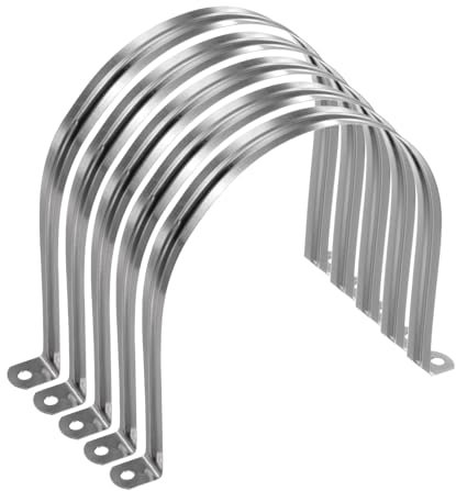 Sourcing Map 5pcs 6 Inch 150mm Conduit Clamps, U Pipe Clamp, Stainless Steel, Silver