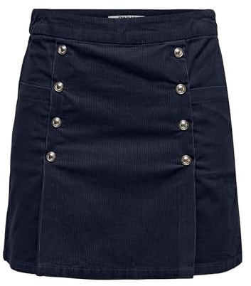 ONLY Onlnessa Hw But Pleat Jupe en Velours côtelé PNT, Bleu Nuit, M