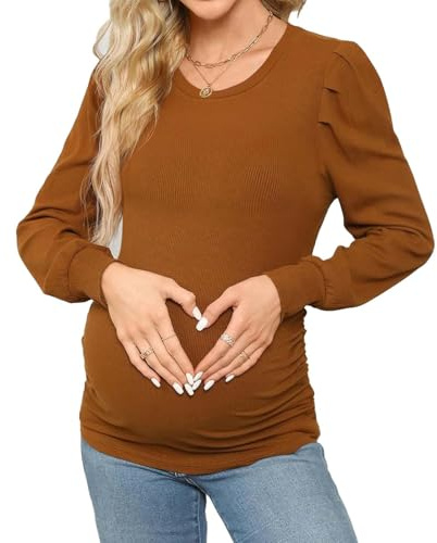 Premamá Tops Camisas Materna de Manga Larga para Mujeres cómodo Moda Color sólido Camiseta Jersey Ropa Premamá de Primavera Verano Regalo Durante el Embarazo