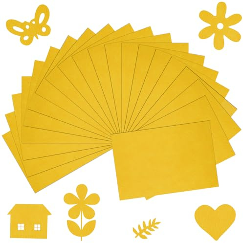BOUBONI 20 fogli di tessuto in feltro giallo morbido, 20,3 x 30,5 cm, colori assortiti, per artigianato, fai da te, cucito, patchwork, tessuto non tessuto