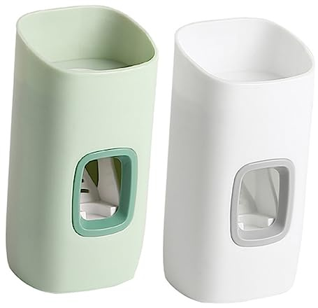 IWOWHERO 2 Stück Zahnpastapresse Automatischer Quetscher Zahnpasta-wandaufhänger Wc-zahnpastaspender Spenderhalter Für Zahnpasta Pp Green