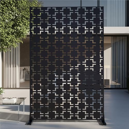 72 Metal Privacy Screen Freestanding Outdoor Room Divider Decorative Laser Cut Fence Panel, Weatherproof Patio Privacy Fence for Garden, Balcony, Backyard Landscape