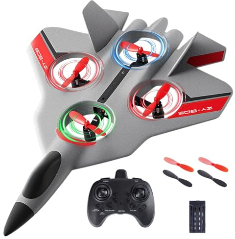 CLIUNT Avión Teledirigido, 2.4 GHz Avión RC Juguete con LED, Avións de Control Remoto con Baterías y Estabilizador de Giroscopio de 4 Ejes, fácil de pilotar para Adultos