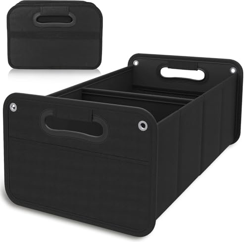 YGVQN Organizador de Maletero Coche XL, Bolsa de Maletero Plegable con Velcro Antideslizante, Reforzada y Estable,Caja Plegable para Coche Espaciosa Gran Capacidad, Organizador Auto, Negra