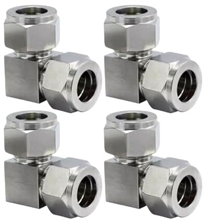 4 raccordi per tubi con doppio dado di sicurezza, connettori a gomito a compressione per tubazioni per sistemi di tubazioni accoppiamento a compressione linea di laboratorio