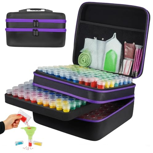 GREENSAPPIRE 240 Slots Diamond Art Storage Boxes Kits for Adults Diamond Painting Storage Crystal Art Kits Portable Diamond Painting Accessories and Tools Kit for Bead Organization and Storage