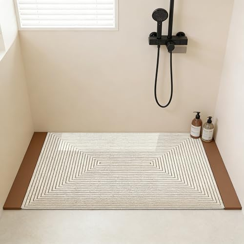 CEWROM Alfombrilla antideslizante para bañera, alfombrilla larga antideslizante para ducha, de secado rápido, alfombrilla de baño y ducha de PVC-Luffa, suave y cómoda, con agujeros de drenaje, para