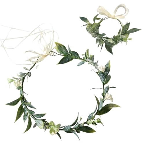 1 Pezzo Corona di Fiori, Braccialetto Di Fiori Verdi, Fiore Floreale Copricapo Copricapi, Accessori per Fata Della Foresta, per Matrimoni Feste Fotografia Fotografici Spiaggia