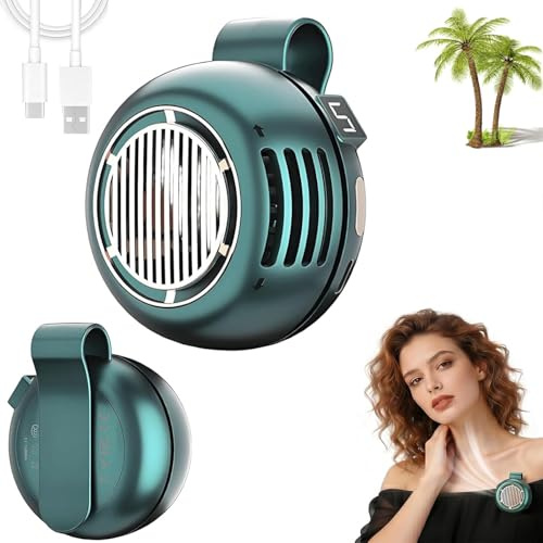 Portable Silent Mini Bladeless Fan Clip on, 5 Speeds 360° Rotatable Clip on Fan for Shirt & Waist, USB Rechargeable Small Fans Portable, 2026 New Whirlwind Fans for Outdoor Office Travel (Green)