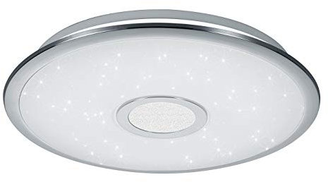 Trio Leuchten LED Deckenleuchte Osaka 678713006, Chrom, Acryl weiß mit Star Light Effekt, 30 Watt, Fernbedienung Helligkeit und Lichtfarbe einstellbar, Nachtlicht Funktion