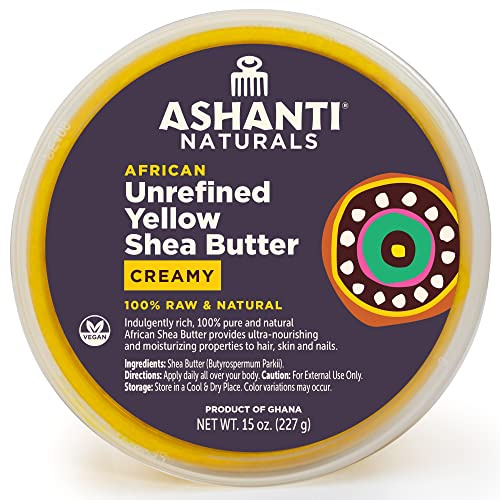 Ashanti Naturals Yellow Raw Shea Butter | Unrefined African Shea Butter | Creamy Moisturizer for Easy Application - 15 oz