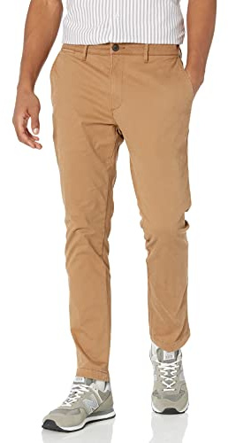 Amazon Essentials Men's Skinny-Fit Washed Comfort Stretch Chino Pant, British Khaki, 42W x 34L