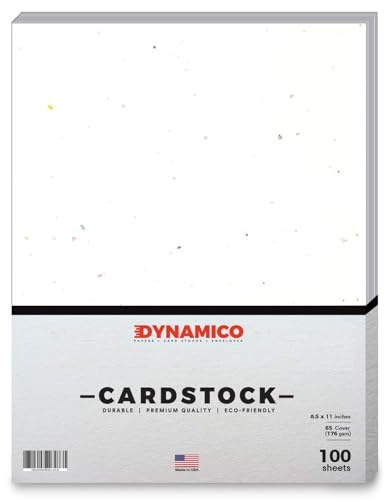 Speckled White Cardstock Paper – 8 1/2 x 11 Medium weight 65 LB (175 gsm) Cover Card Stock - for Cards, Invitations, Brochure, Award, and Stationery Printing - 100 Sheets Per Pack