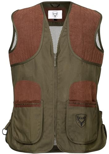K&S Outdoors Schießweste Classic Oliv Grün Herren Skeet Trap für Links- und Rechtsschützen (50)