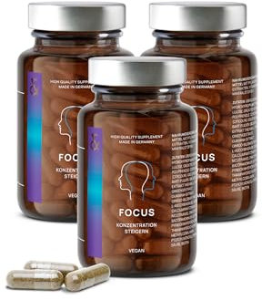 3er Set N°4 FOCUS – Nootropic mit CDP-Cholin, Hericium, Brahmi, Ginkgo & Vitamin B-Komplex – Für Konzentration & mentale Leistung – 60 vegane Kapseln – Made in Germany