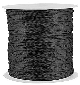 Pamtns Fil de Nylon 100 Mètres 0.8mm Cordon Tressé Noir avec Bobine pour Bracelet et Perles
