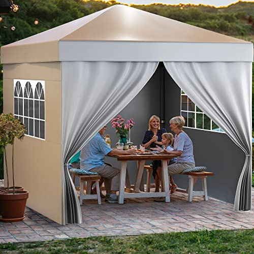 YITAHOME 3X3 wasserdichte Pavillon Faltpavillon mit Seitenteilen, Faltbarer Pop up Pavillon Outdoor Gartenpavillon Höhenverstellbar Alle Jahreszeiten Anti-UV Für Party Camping Märkte Festival, Grau