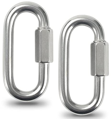 Cozihom 3.5 Inch Stainless Steel Chain Quick Links, M10 3/8 Locking Carabiners, Chain Hooks, Twist Key Ring Screw Chain Link, 2310 Lbs Capacity, Pack of 2