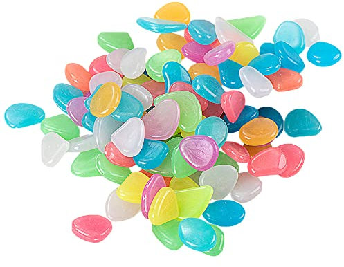 JVHLOV 300 Stücke Leuchtende Kieselsteine, Bunt Leuchtsteine, Dekorative Steine, Floureszierende Pebble Steine, Bunt Leuchtsteine Kieselsteine, für Gehwege Rasen Hof Gehweg Aquarium Wege
