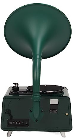 Vintage Gramófono Altavoz Bluetooth Tocadiscos USB para el Hogar (Verde negruzco)