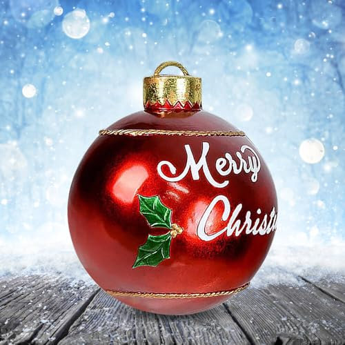 TGKYK 60CM Aufblasbare Weihnachtskugeln Rot, PVC Kunststoff, Groß Weihnachtsball