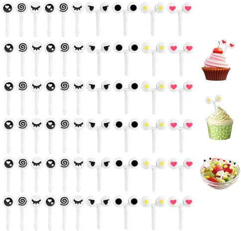 Laeeyin Mini Tenedores de Frutas con Dibujos Animados Bento, Palillos de Dientes, Accesorios para Comida, Pinchos para Adultos, Postres, Fiestas Infantiles