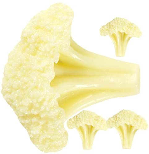 Amosfun 4pezzi Modelli di Cavolfiore Realistici in Pvc Leggeri e Pratici, Decorazioni per Cucina e Scrivania, Simulazione Vegetale Finta