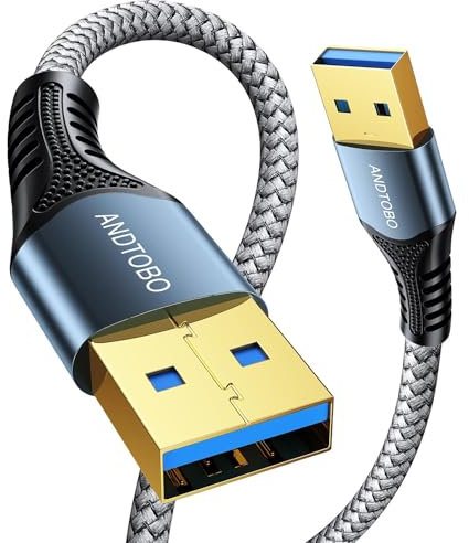 ANDTOBO Cavo USB 3.0 Maschio Maschio 1 Metri, Cavo USB Doppio Maschio A Maschio A 5Gbps per Raffreddamento PC Portatile, Dischi Rigidi, Computer, Lettore Blu-Ray, DVD