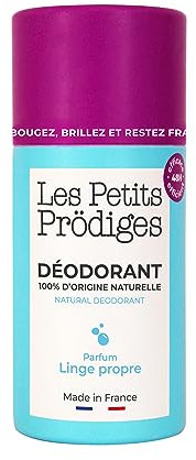 Déodorant Linge Propre – Solide, Efficacité 48H – 100% naturel - Tout Type de Peau - Sans Alcool Conservateur Aluminium Parabène - Peau sensible - Fabriqué en France - Vegan - LES PETITS PRODIGES