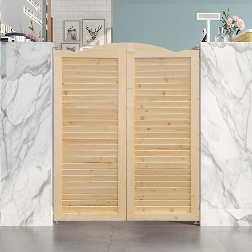 S&Z TOPHAND® 24in x 42in Swinging Louvered Cafe Doors,Solid Wood, Room Divider, Home, Kitchen, Bar/