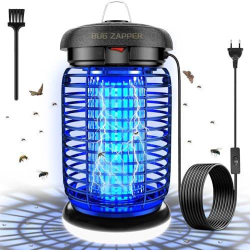 seenlast Lámpara Antimosquitos Electrico con LED, Mata Mosquitos Electrico 4200V 15W UV Lampara Mosquitos,IPX4 Impermeable,Area Efectiva 80-140m² para Interior y Exterior