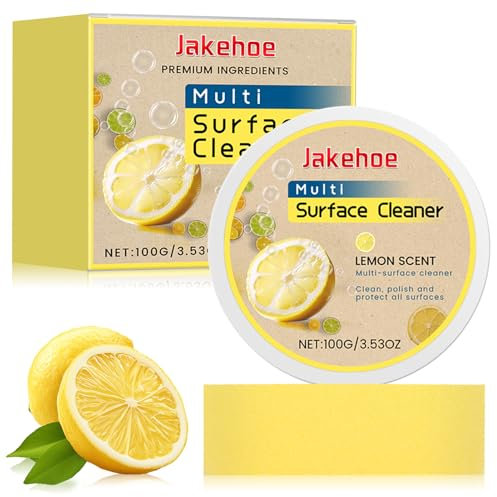 Allzweckreiniger, Universalreiniger Putzstein 100g mit Reinigungsschwamm, Reinigungsstein mit Zitronenduft, Reinigt Edelstahl, Duschtüren, Herdplatten uvm, Multi-Oberflächenreiniger (A)